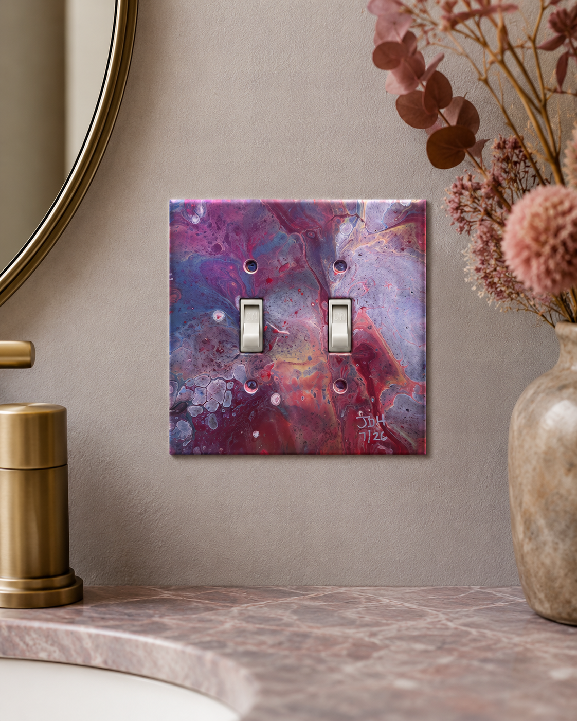Ashberry Drift, an original painted lightswitch cover by JD Hecht