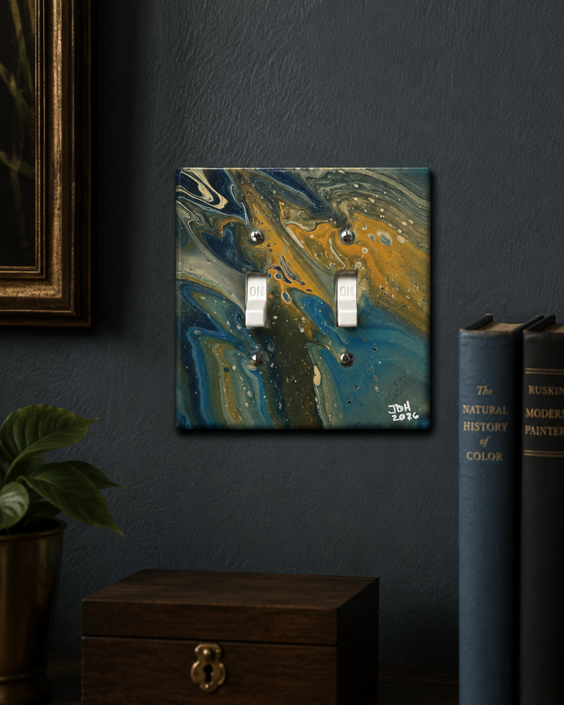 Auric Passage, an original painted lightswitch cover by JD Hecht