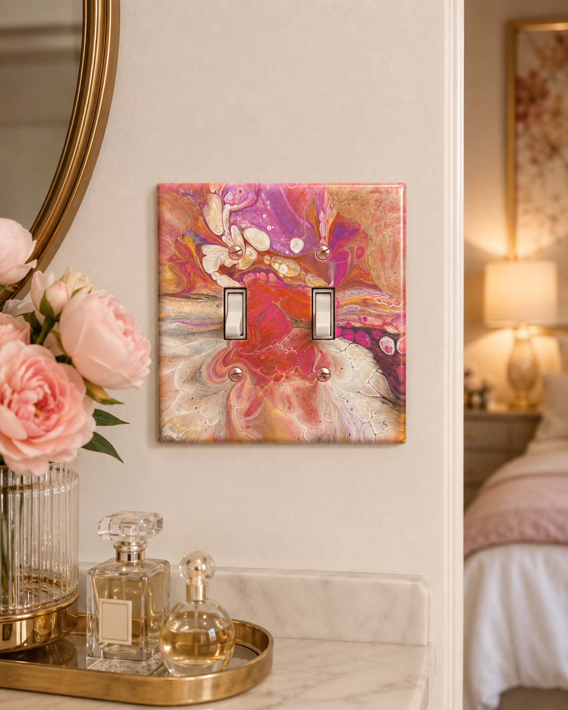 Pearl Orchard, an original painted lightswitch cover by JD Hecht