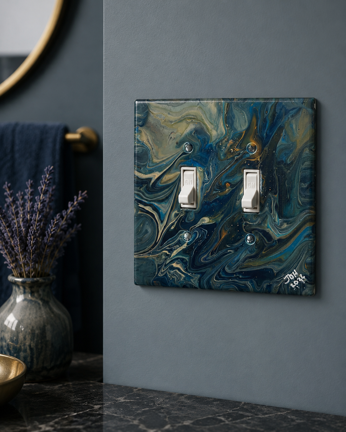 Pelagic Murmur, an original painted lightswitch cover by JD Hecht