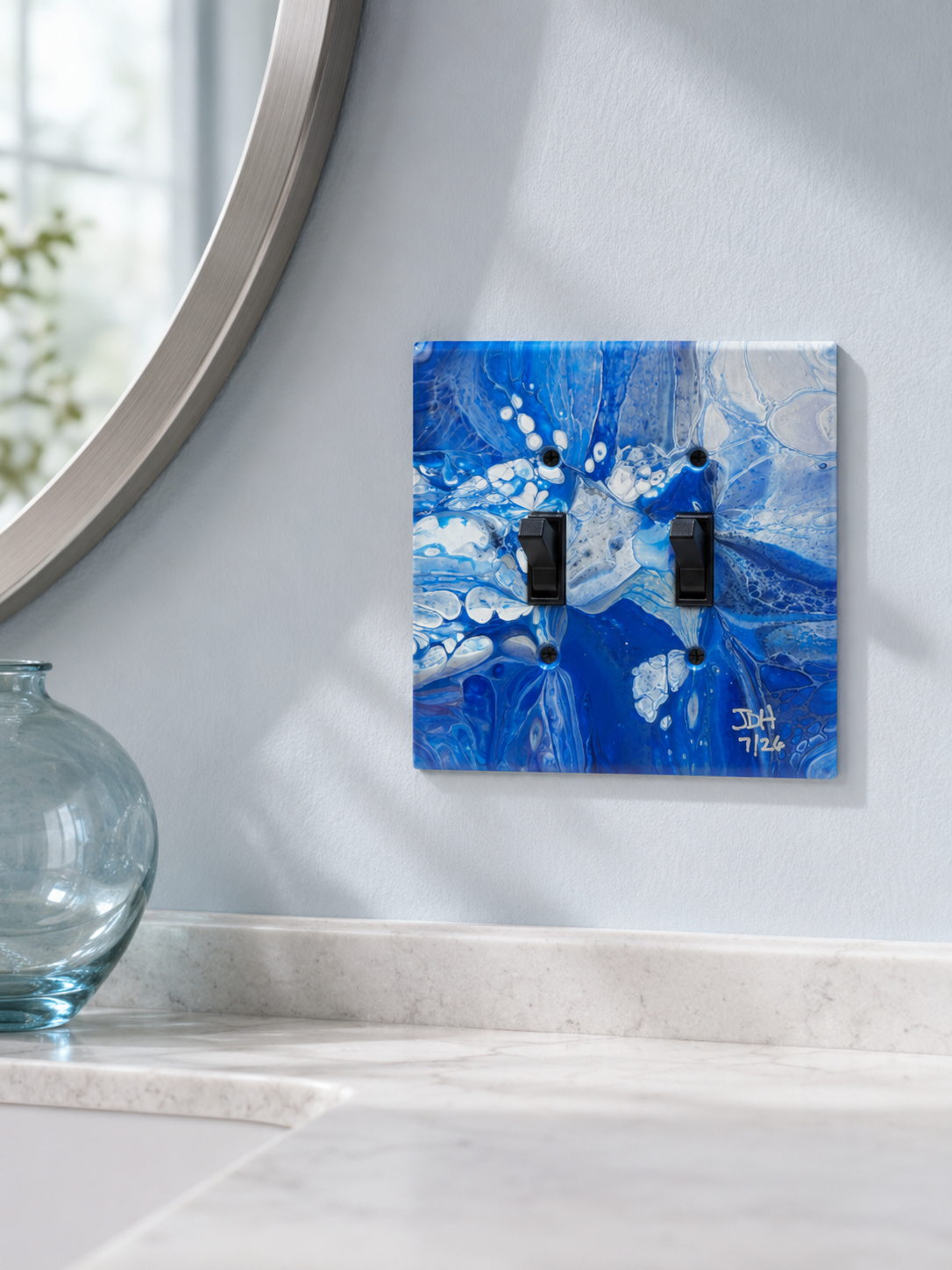 Porcelain Tide, an original painted lightswitch cover by JD Hecht