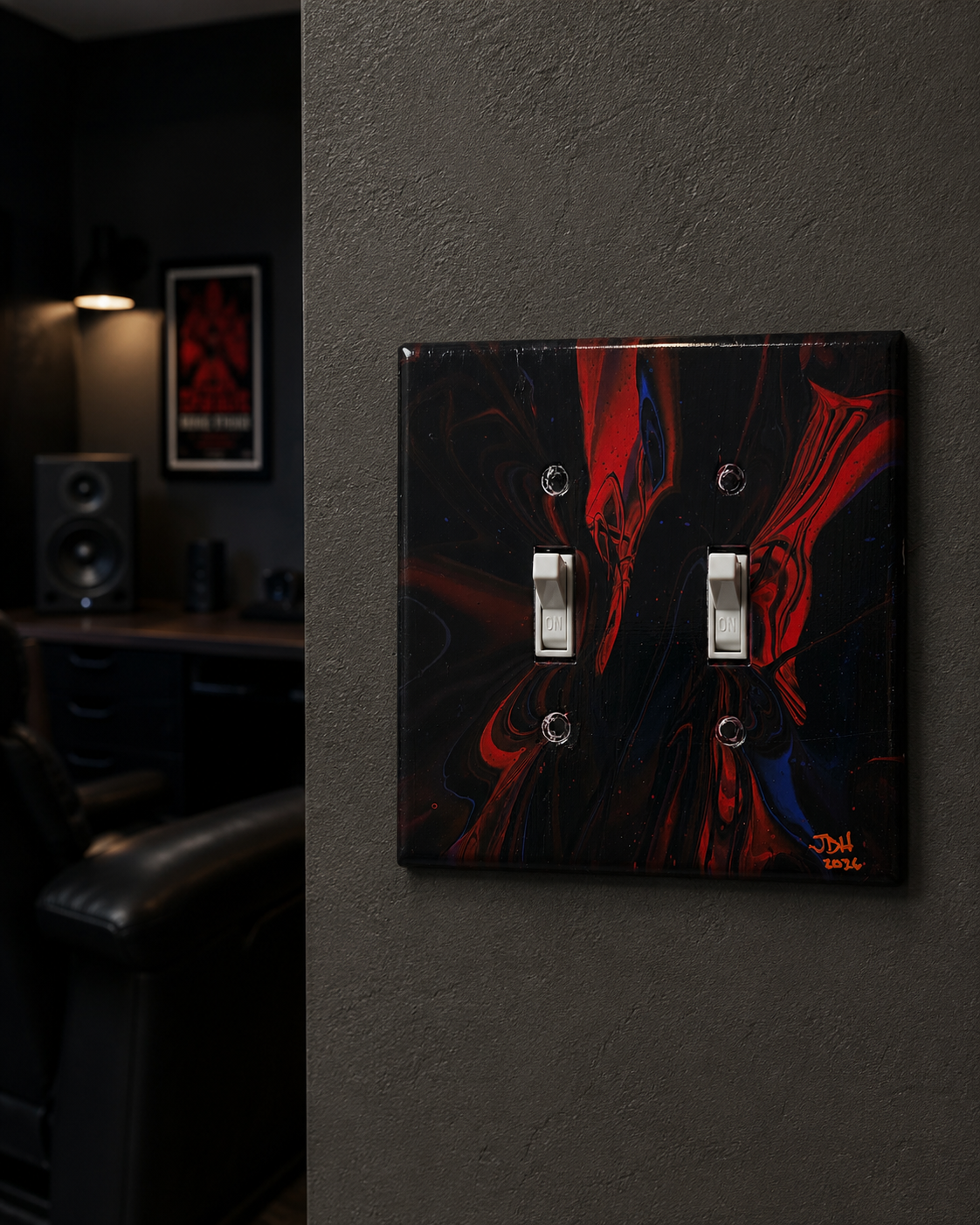 Redacted Pulse, an original painted lightswitch cover by JD Hecht