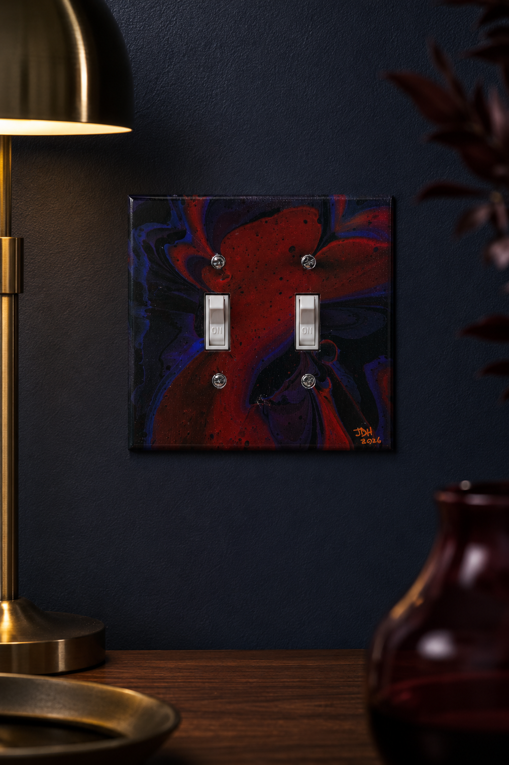 Velvet Override, an original painted lightswitch cover by JD Hecht